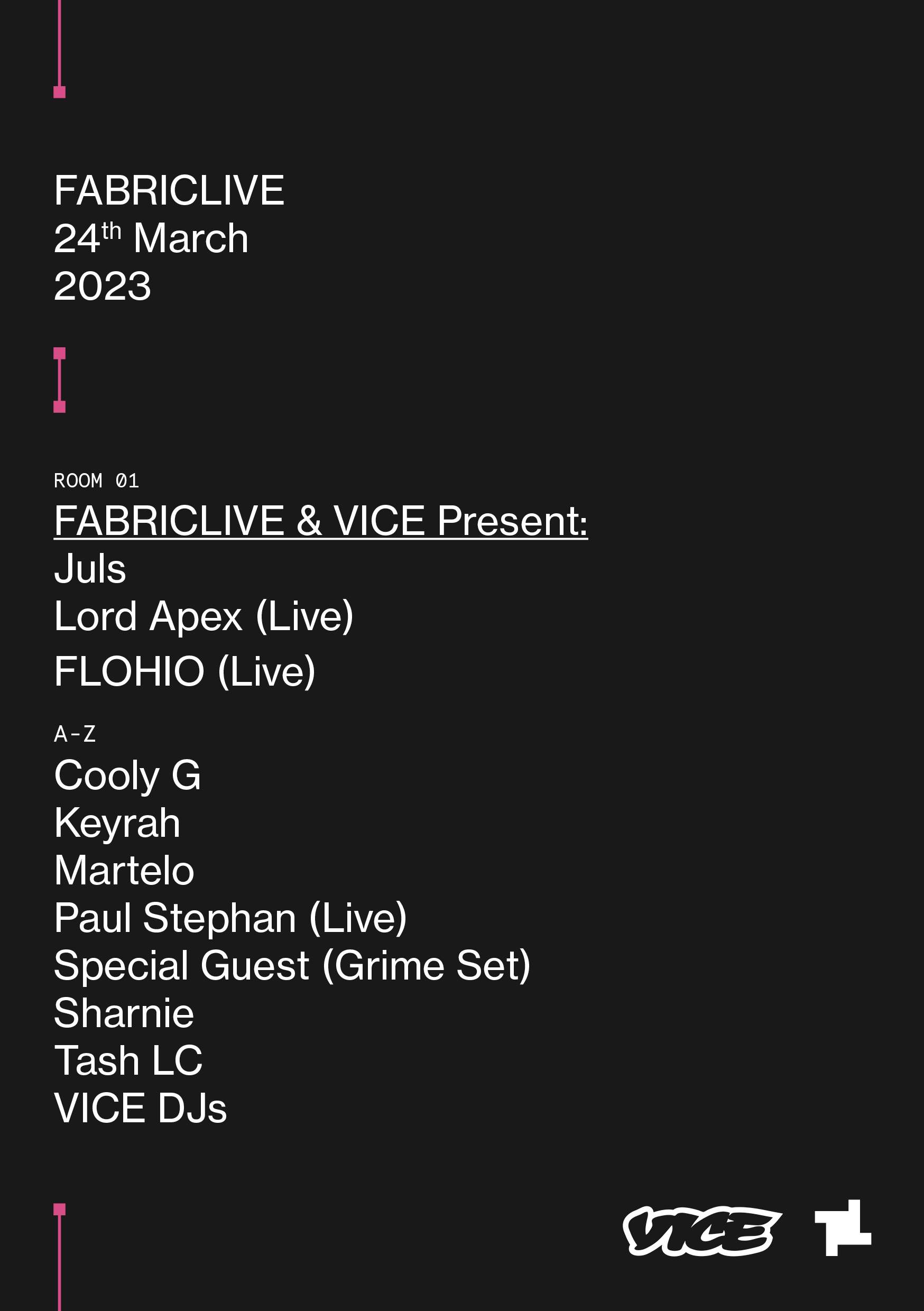 FABRICLIVE & VICE: Juls, Lord Apex, FLOHIO, Cooly G & more - Página frontal