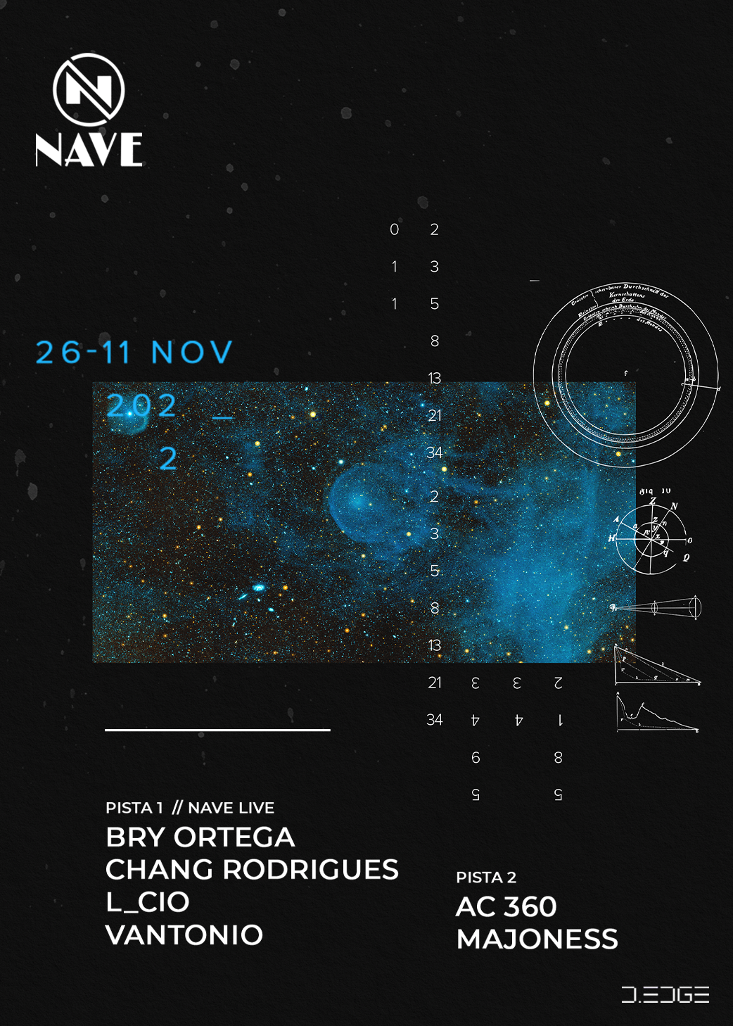 NAVE LIVE with Bry Ortega . CHANG RODRIGUES . L_cio . VANTONIO / P2 AC 360 . MAJONES - フライヤー表