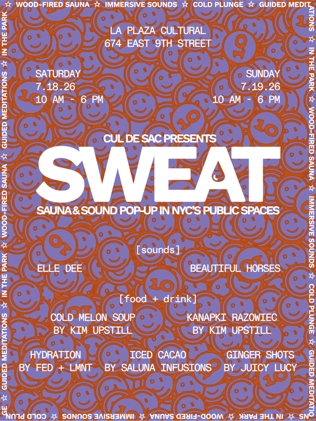 SWEAT #10: A Sauna & Sound Pop Up [Sat + Sun] at La Plaza Cultural