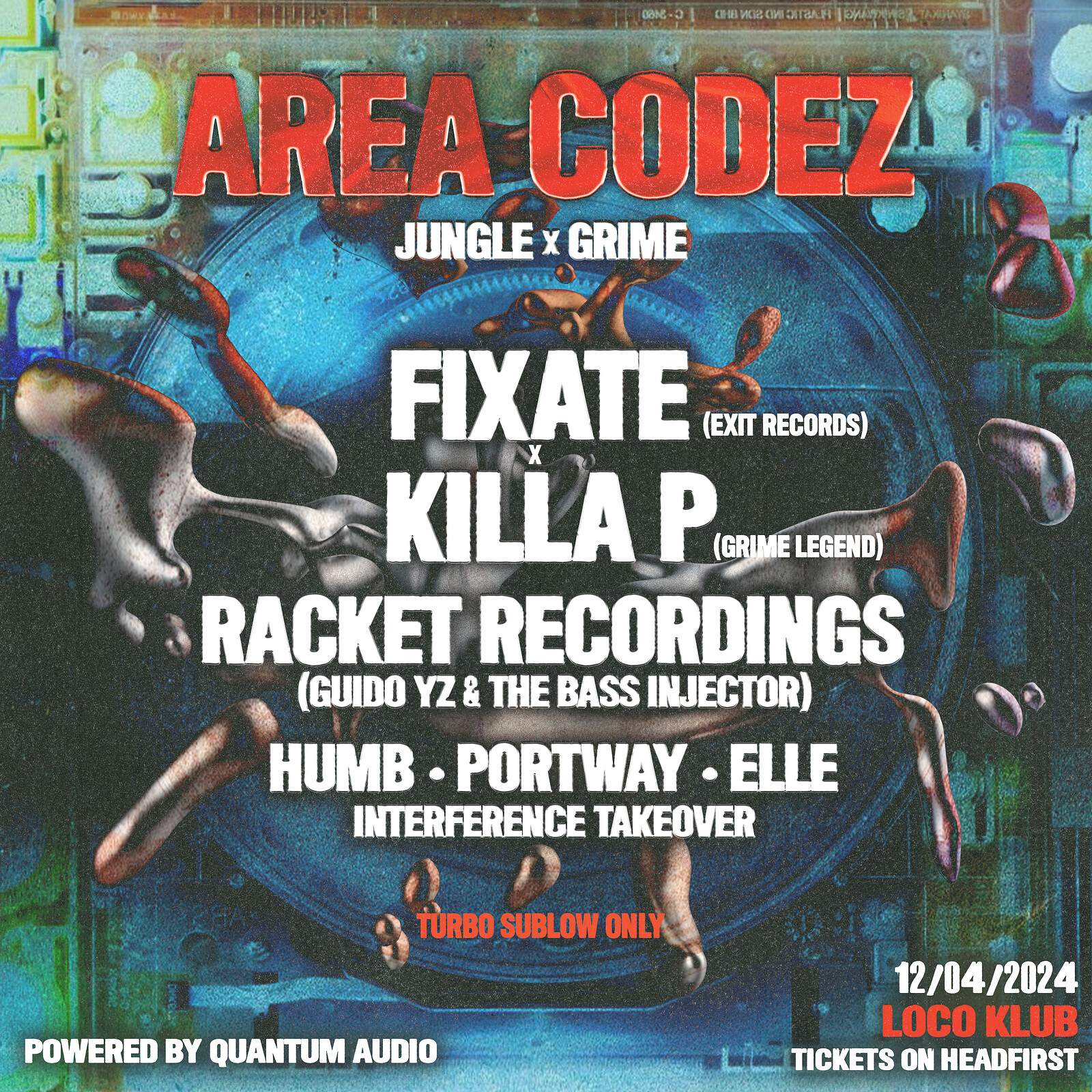 AREA CODEZ (FIXATE w KILLA P, RACKET RECORDINGS +) - フライヤー表