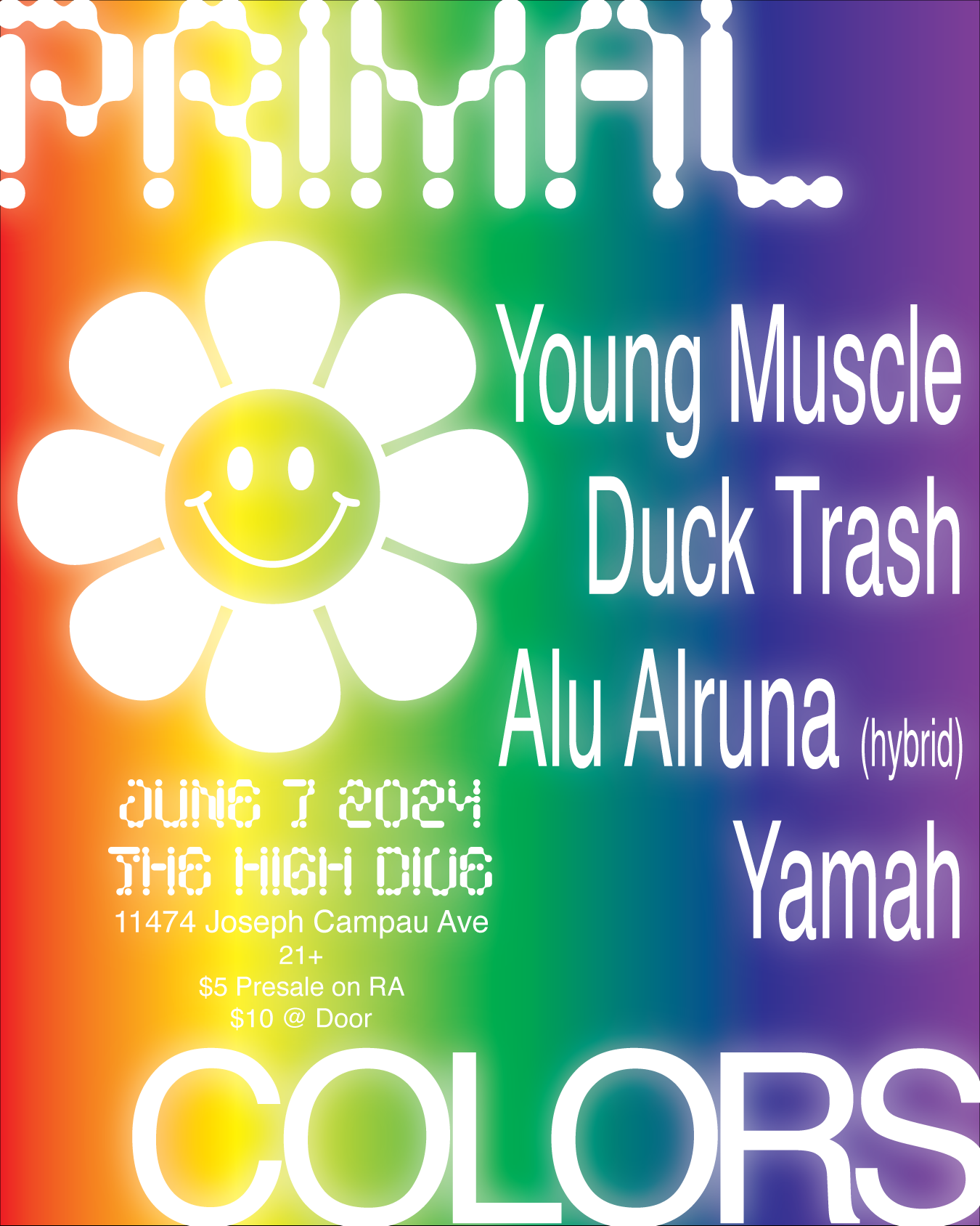 Primal Colors presents: Young Muscle, Duck Trash, Alu Alruna (HYBRID) & Yamah - Página frontal