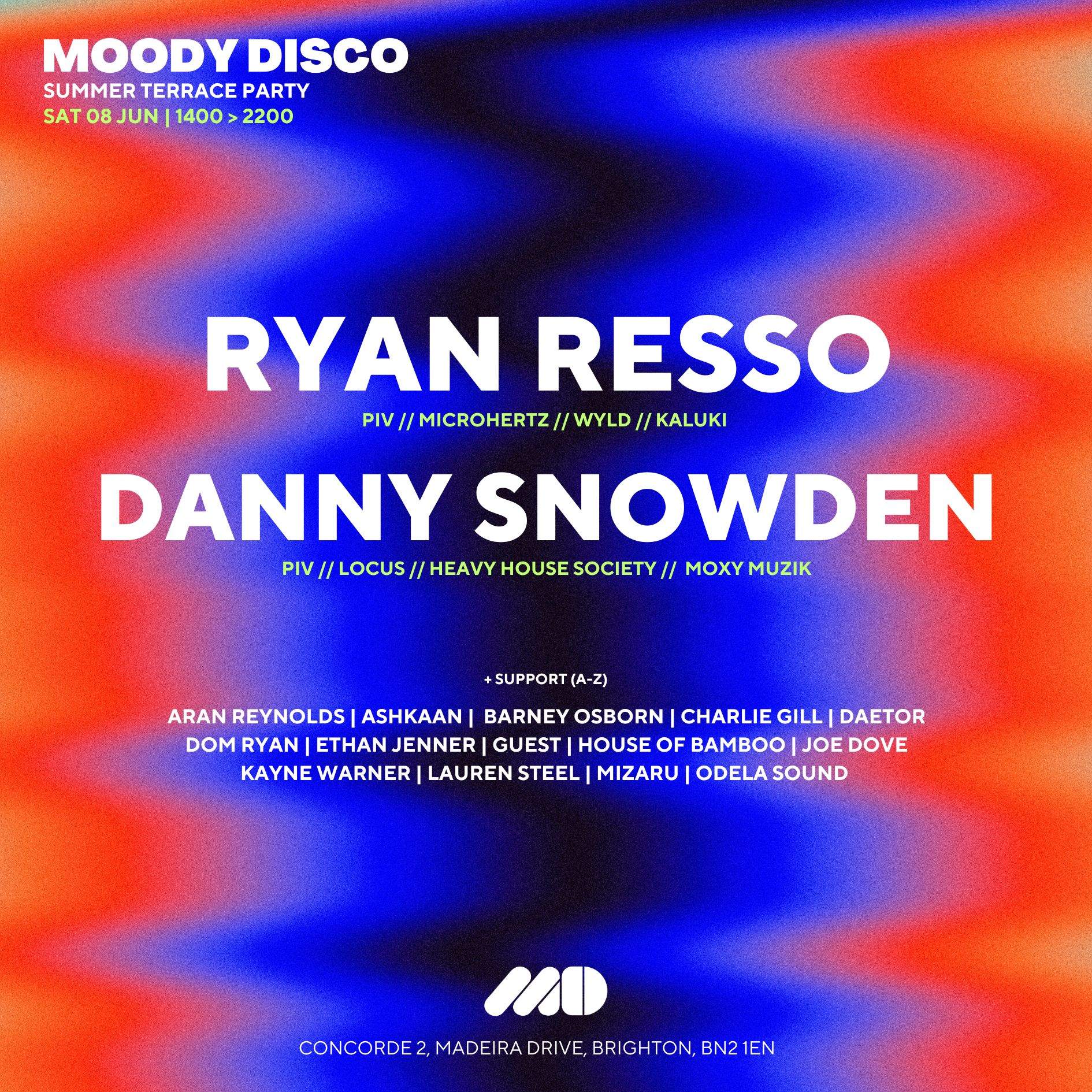 Moody Disco Summer Terrace Party: Ryan Resso + Danny Snowden - フライヤー裏