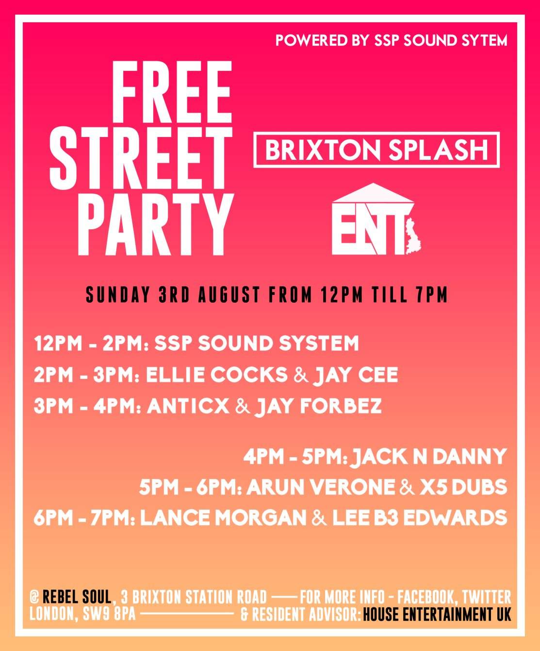 House Entertainment UK Brixton Splash Free Street Party at Rebel