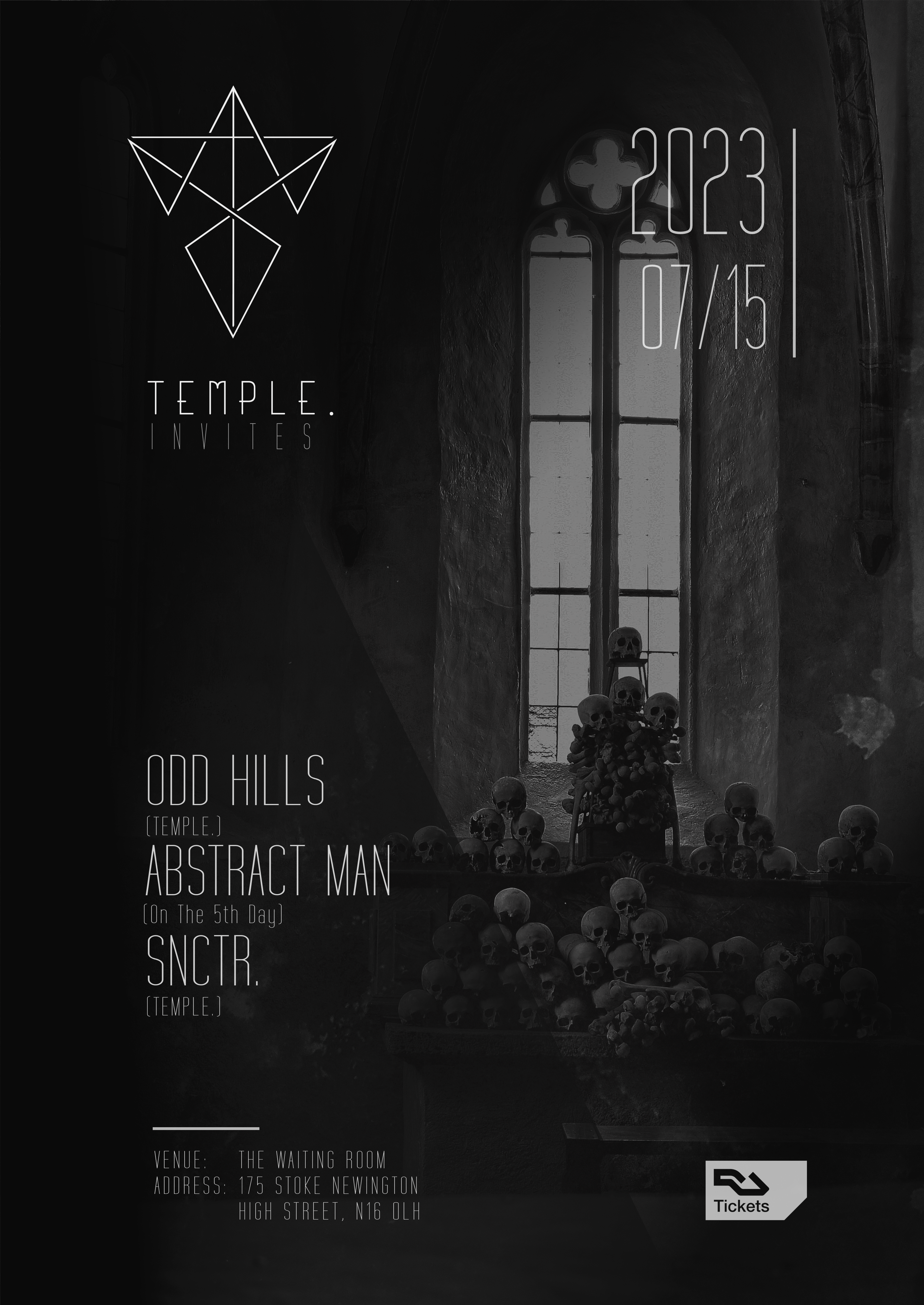 Temple.Invites: Odd Hills, Abstract Man, SNCTR - Página frontal