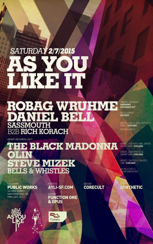 As You Like It with Robag Wruhme, Daniel Bell, and Argot Feat. The Black Madonna and More - Página frontal