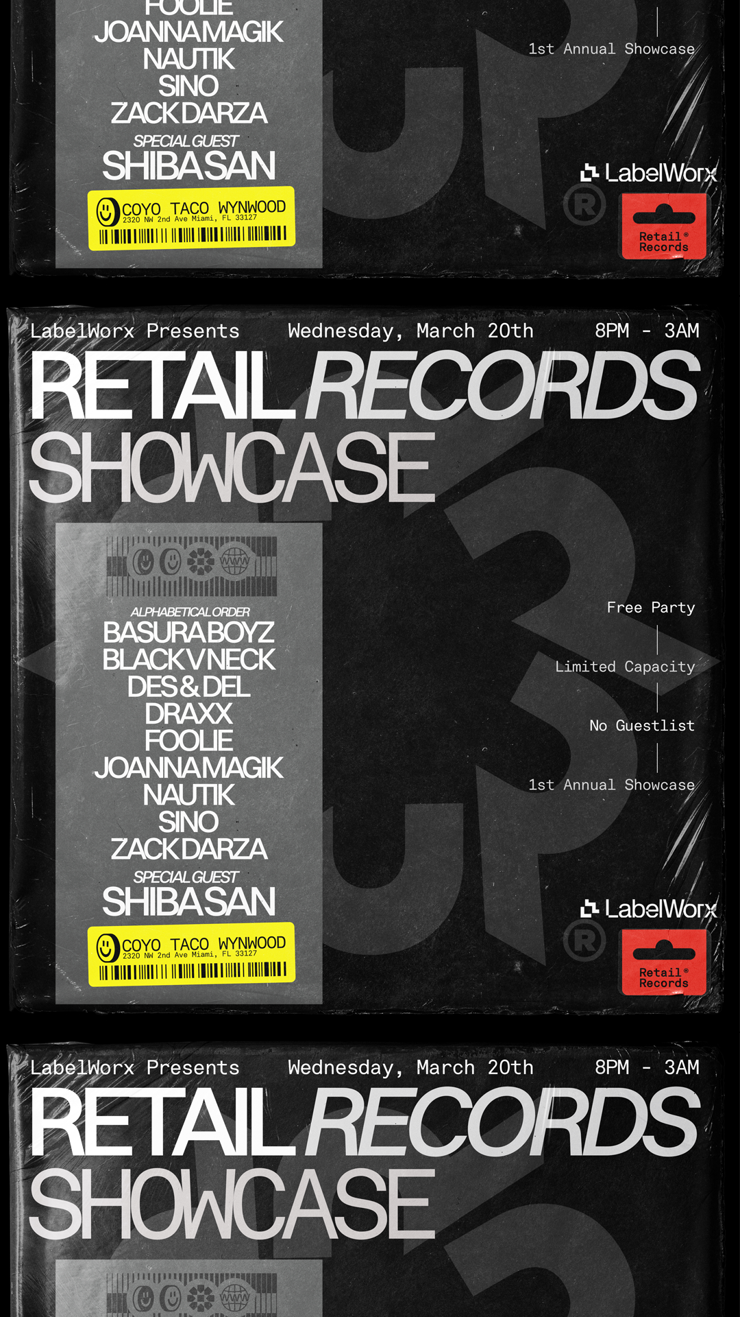 Retail Records Showcase feat. Shiba San, Black V Neck - Página frontal