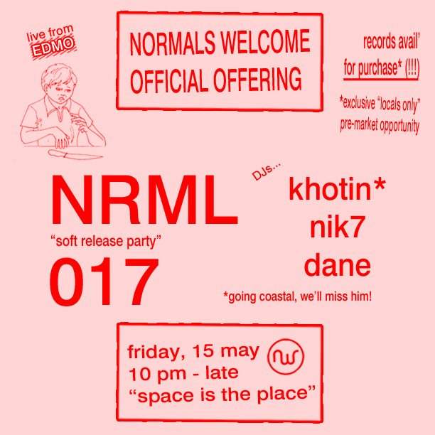 Normals Welcome: 017 Release Party - Página frontal