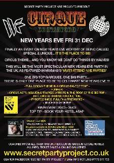Secret Party Project present Cirque De Stanford..The Biggest Nye Party In The Midlands - Página trasera