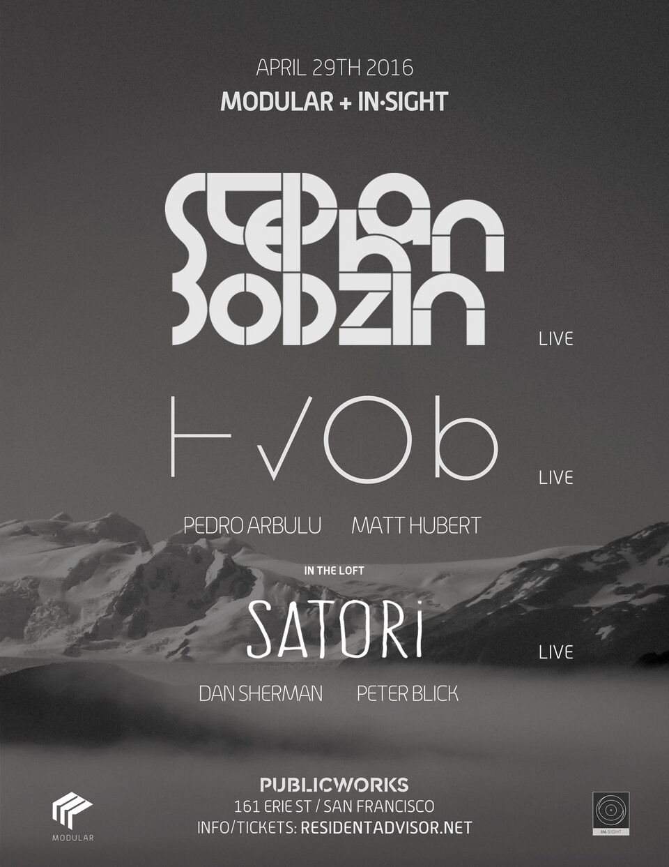 Stephan Bodzin (Live) + Hvob (Live) + Satori (Live) - Página frontal