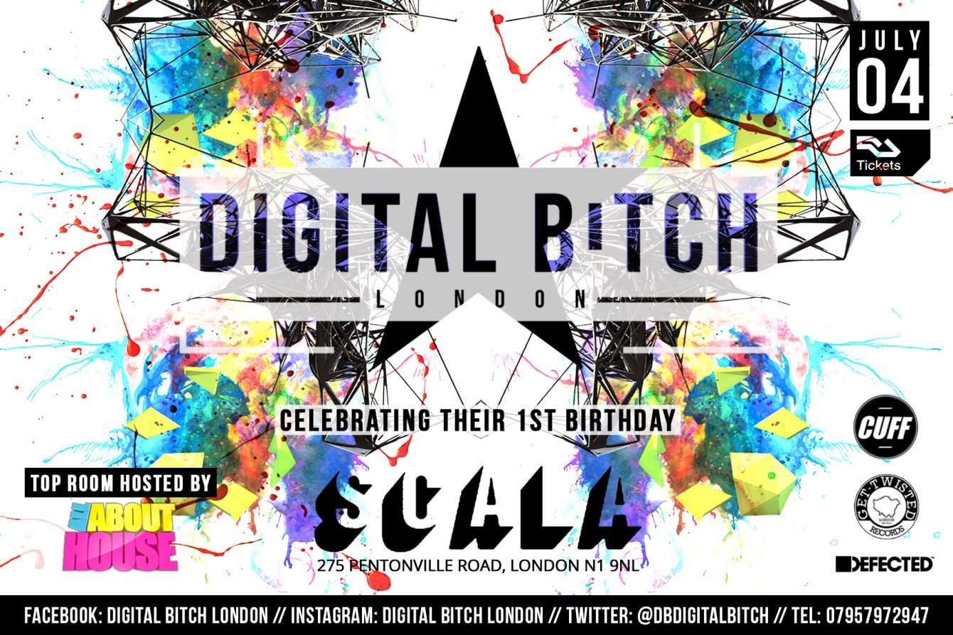 Digital Bitch 1st Birthday with Majesty, Tainted Souls, James Silk, Plus Much More - Página frontal