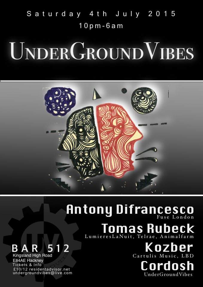 Underground Vibes # Antony Difrancesco / Tomas Rubeck / Kozber / Cordosh - フライヤー表