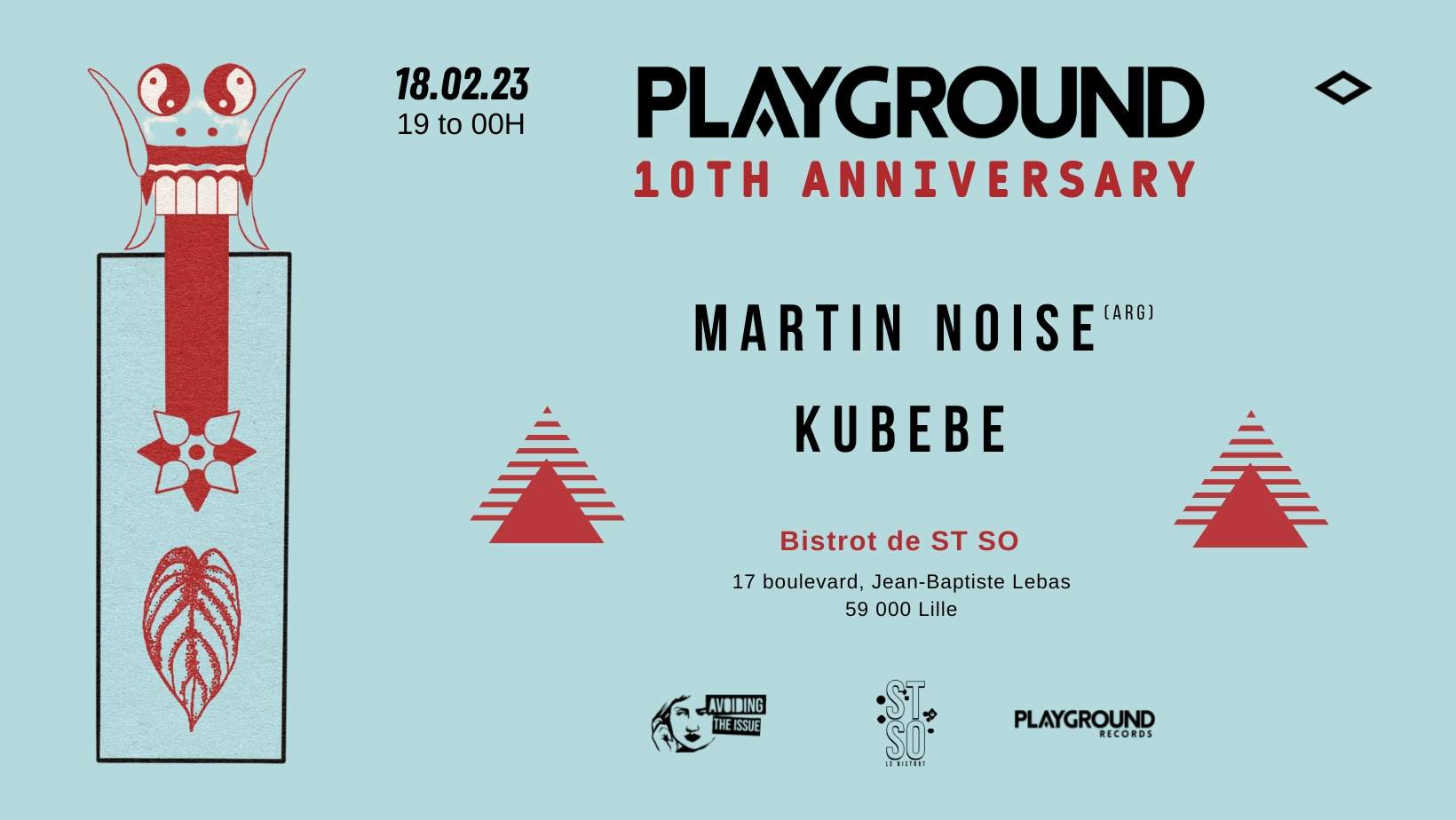 Playground 10th Anniversary with Martin Noise + Kubebe - フライヤー表