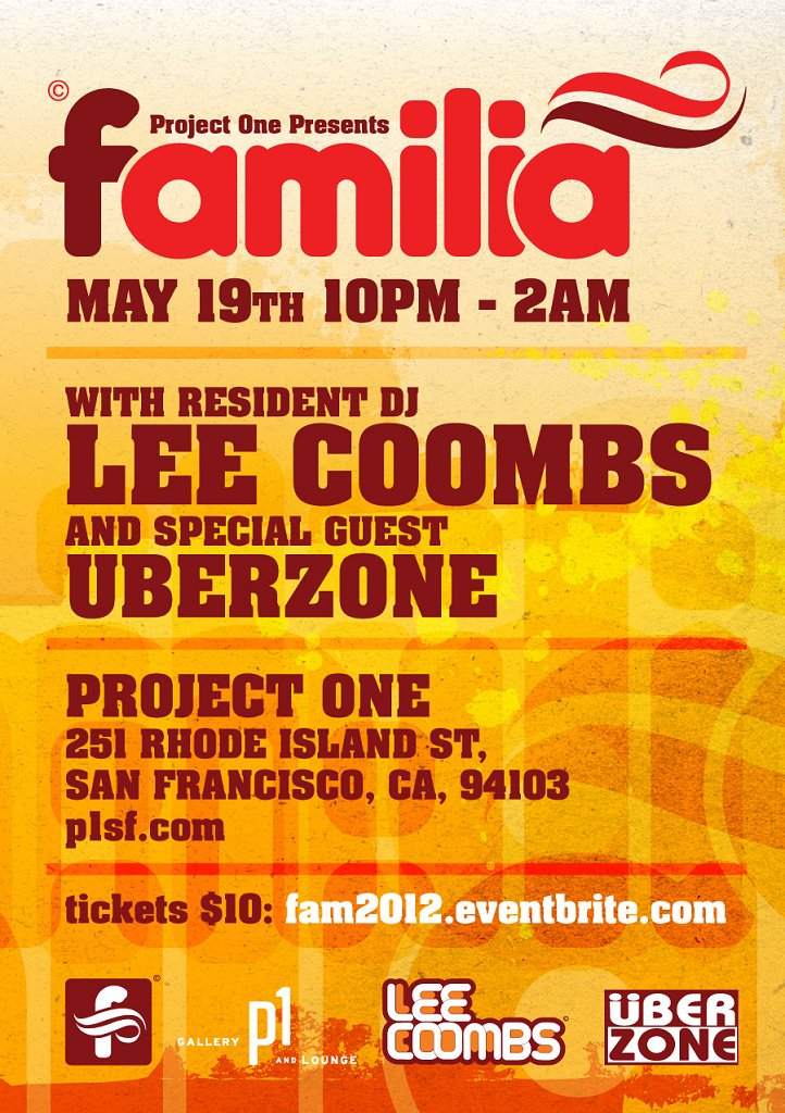 P1 presents: Familia: with Lee Coombs & Special Guest Uberzone AKA Q - Página frontal