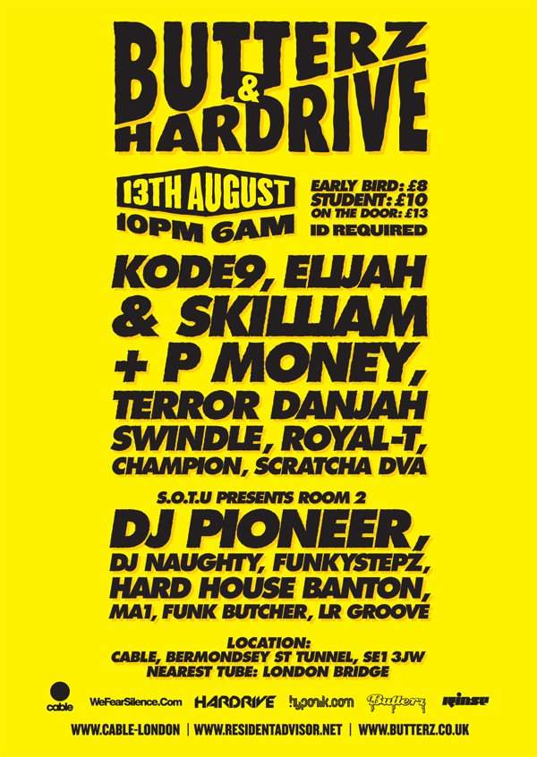 We Fear Silence present Butterz & Hardrive with Kode9, Elijah & Skilliam Ft P Money - フライヤー表