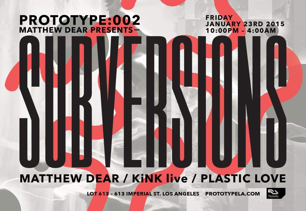 Prototype 002: Matthew Dear presents Subversions with Kink Live - Página frontal