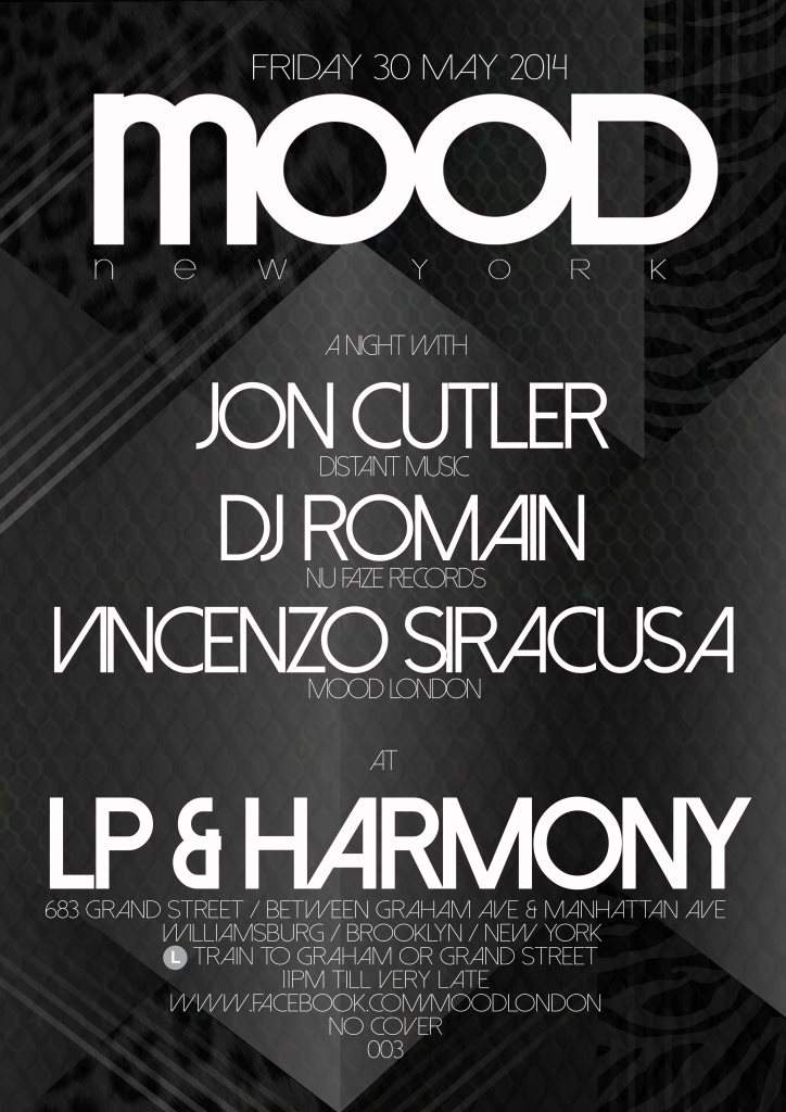 Mood presents: Jon Cutler, DJ Romain & Vincenzo Siracusa - フライヤー表