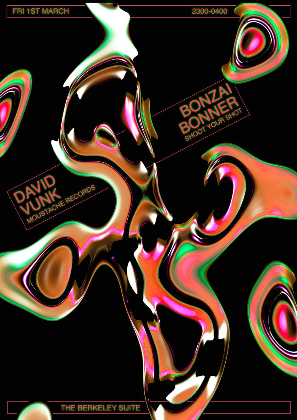 David Vunk (Moustache Records) & Bonzai Bonner (Shoot Your Shot) - フライヤー表