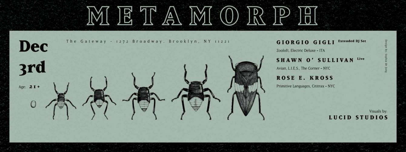 Metamorph: Giorgio Gigli - US Debut, Shawn O'sullivan (Live), & Rose E. Kross - Página frontal