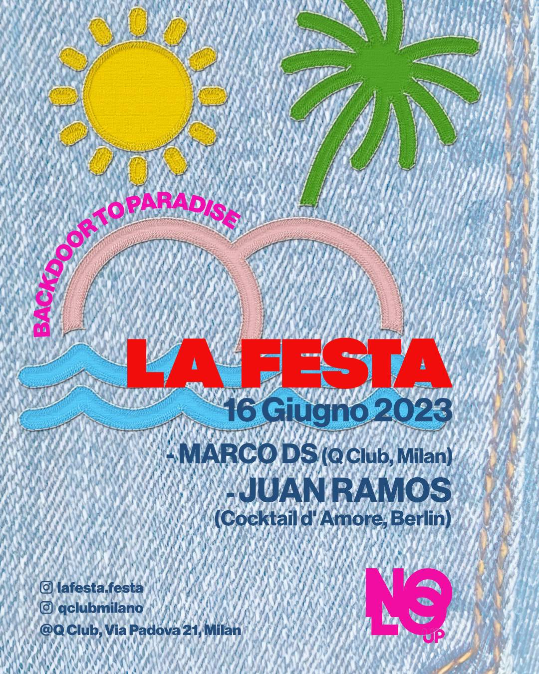 LA FESTA & NoloUP, BACKDOOR TO PARADISE with Juan Ramos (Cocktail d'Amore, Berlin) - フライヤー表