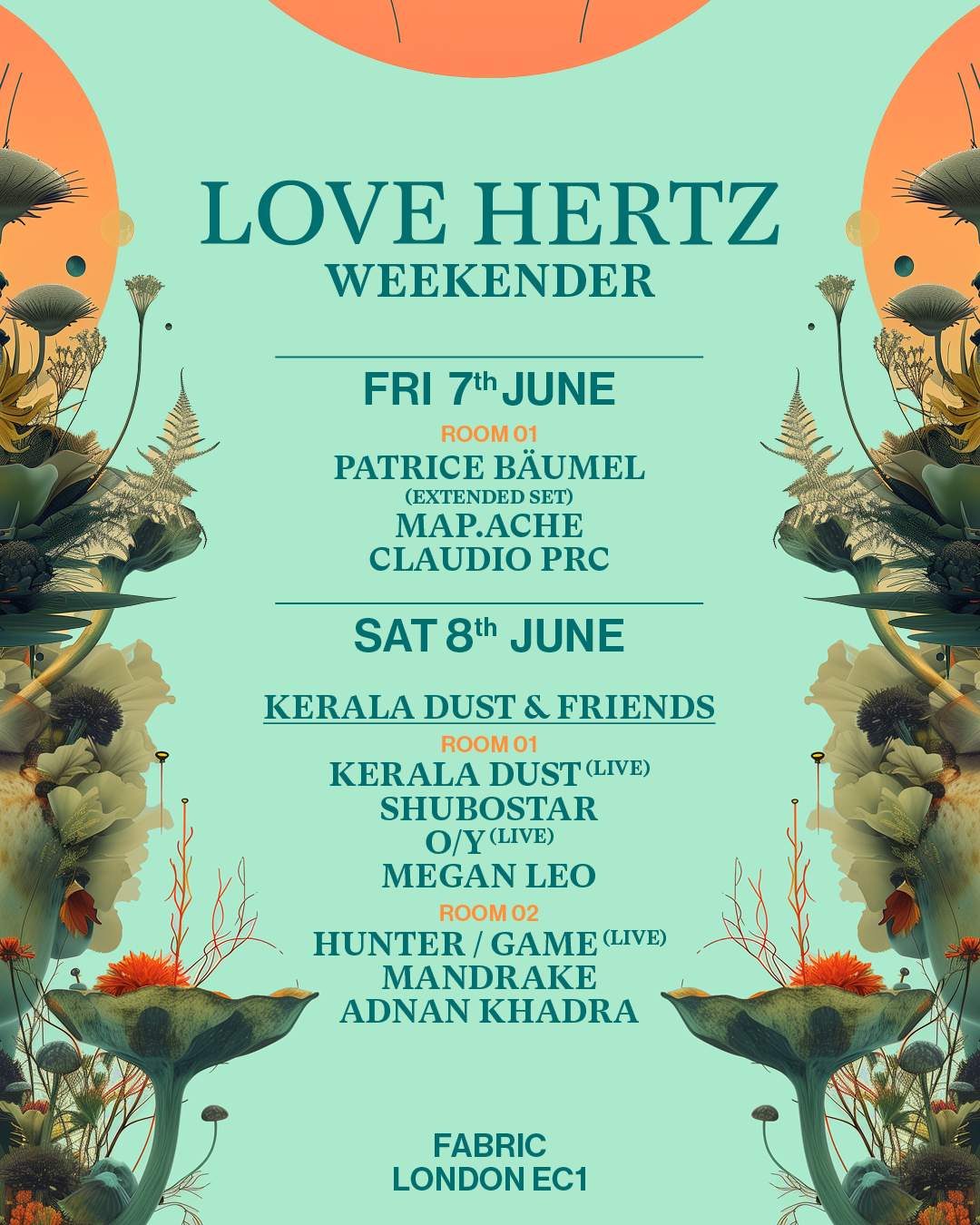 Love Hertz: Kerala Dust (Live), Shubostar, Hunter/Game (Live), O/Y (Live), Mandrake - フライヤー裏