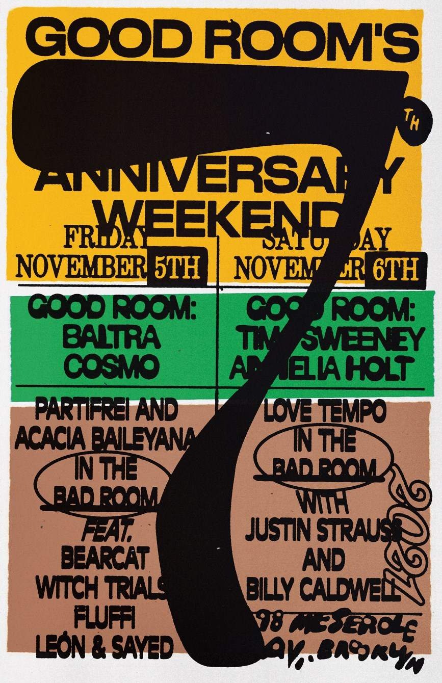 Good Room 7th Bday Weekend: Baltra, Cosmo, Bearcat, Witch Trials, Partifrei, Acacia Baileyana - フライヤー表