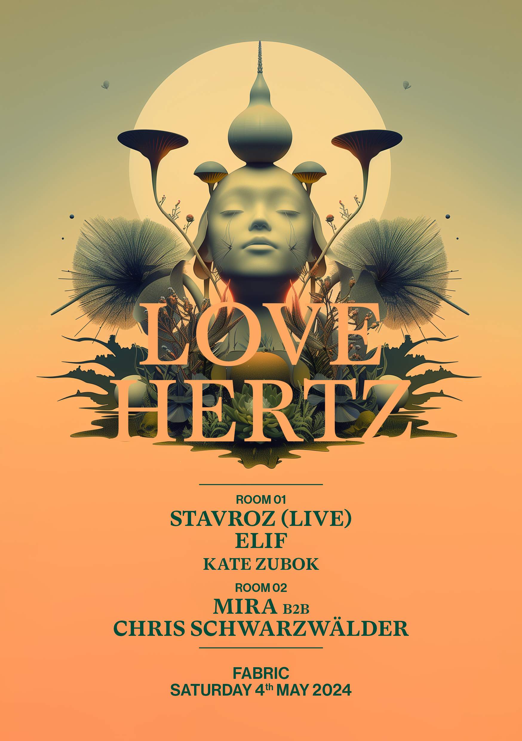 Love Hertz: Stavroz (Live), Elif, Mira, Chris Schwarzwälder, Kate Zubok - フライヤー表