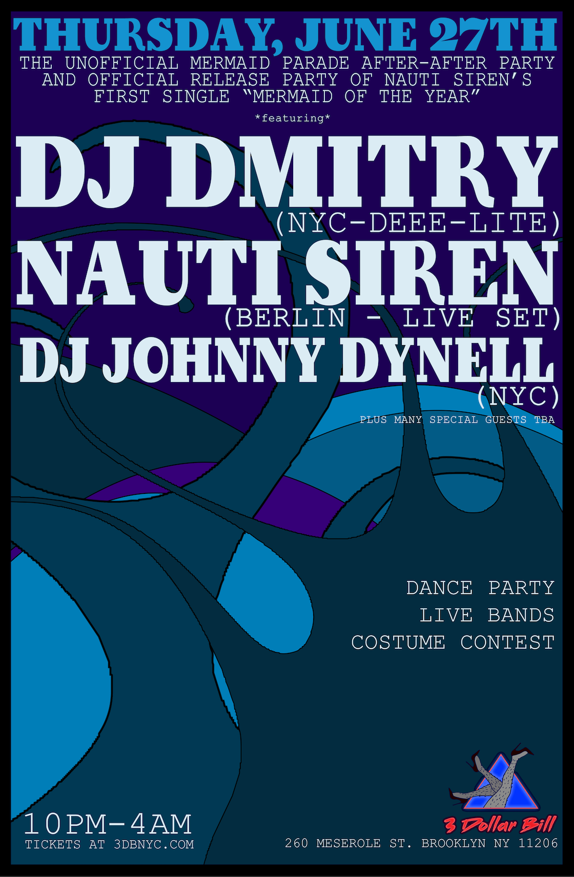 DJ DMITRY (DEEE-LITE) with NAUTI SIREN and Johnny Dynell - フライヤー表
