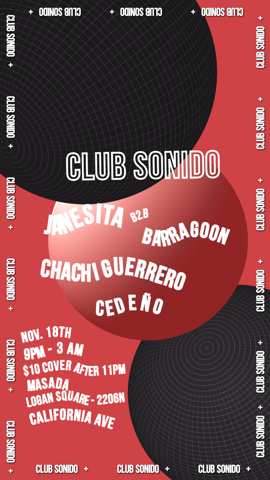 Club Sonido: Chachi Guerrero, Cedeño, Janesita B2B Barragoon - Página frontal