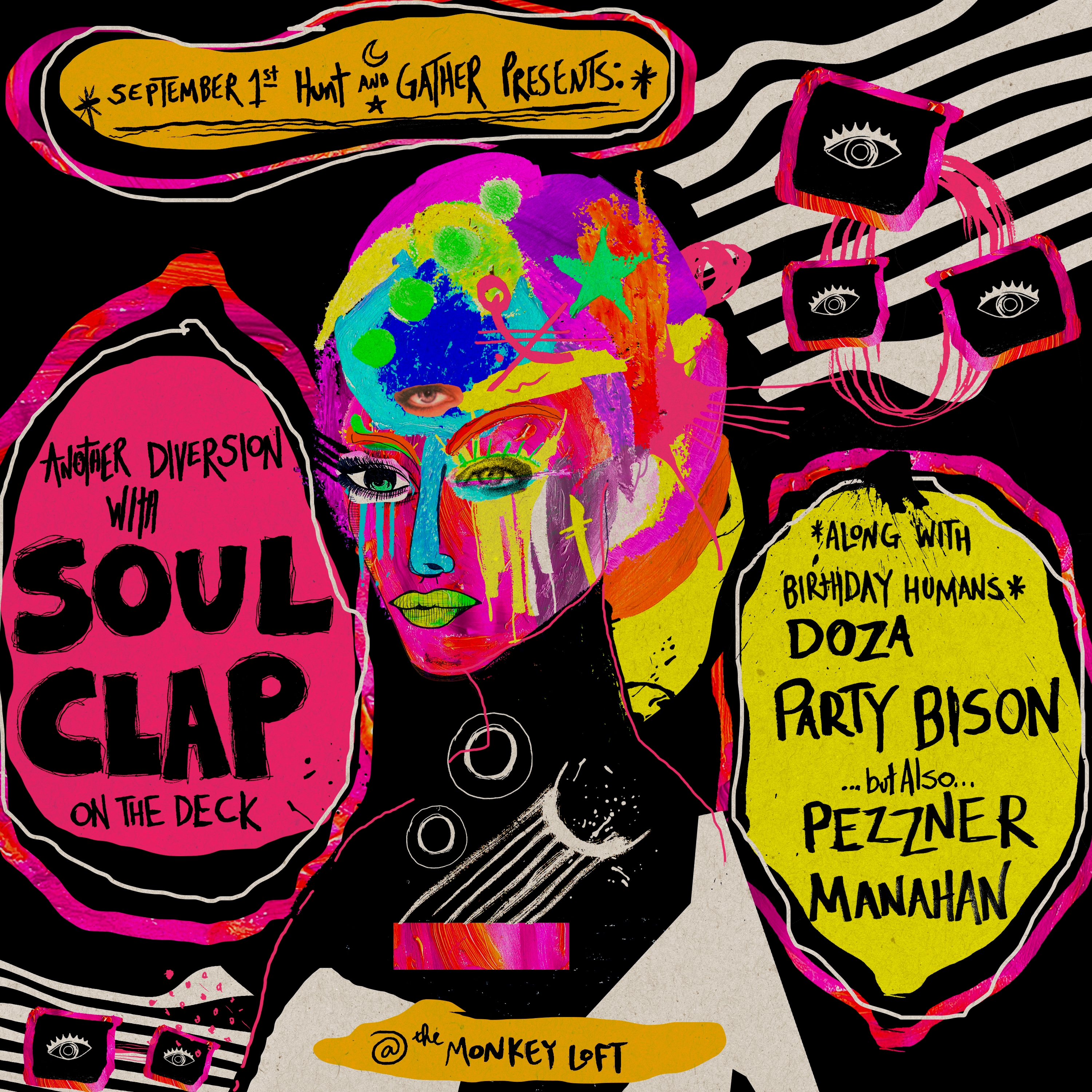 Hunt & Gather presents: Soul Clap with Doza, Party Bison, Pezzner & Manahan - フライヤー表