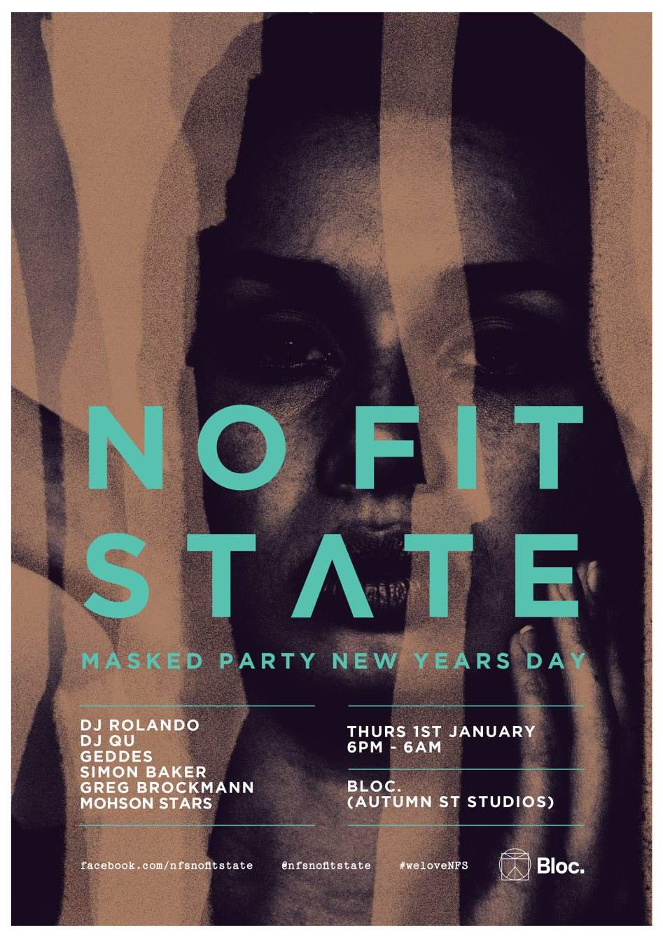 Nofitstate Masked Party NYD 2015 - DJ Rolando, DJ QU, Geddes, Simon Baker, Greg Brockmann - Página frontal