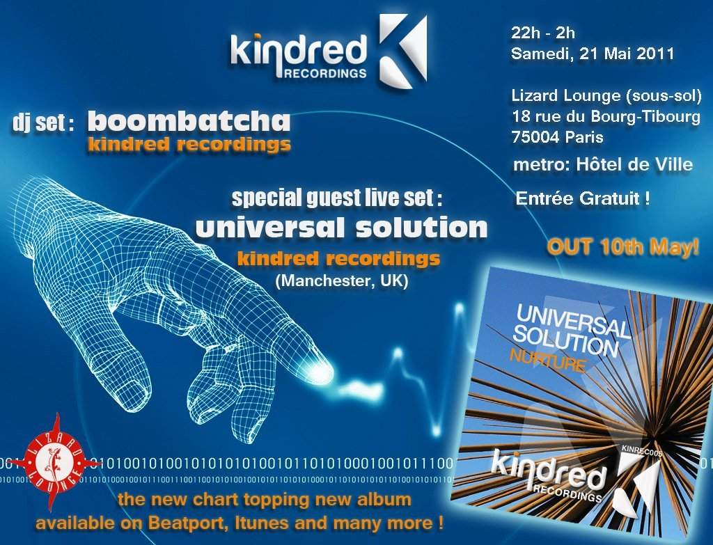 Boombatcha & Universal Solution - Kindred Recordings Before Party - フライヤー表