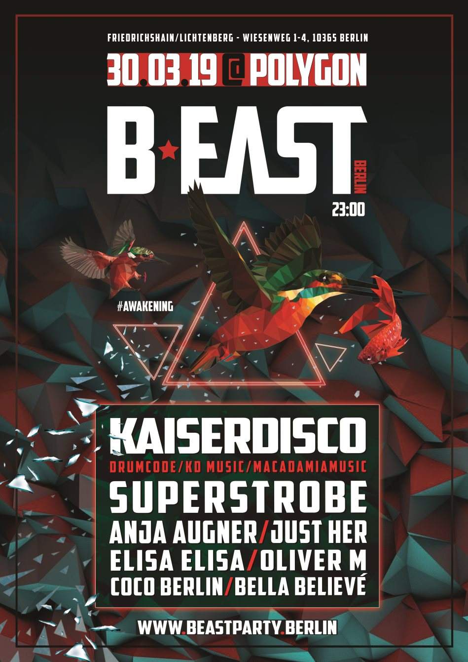 B:East Party Berlin with Kaiserdisco, Just her, Anja Augner, Superstrobe - フライヤー裏