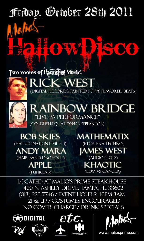 Hallowdisco - Rick West, Rainbow Bridge, Mathematix, Bob Skies, and Many More - フライヤー裏