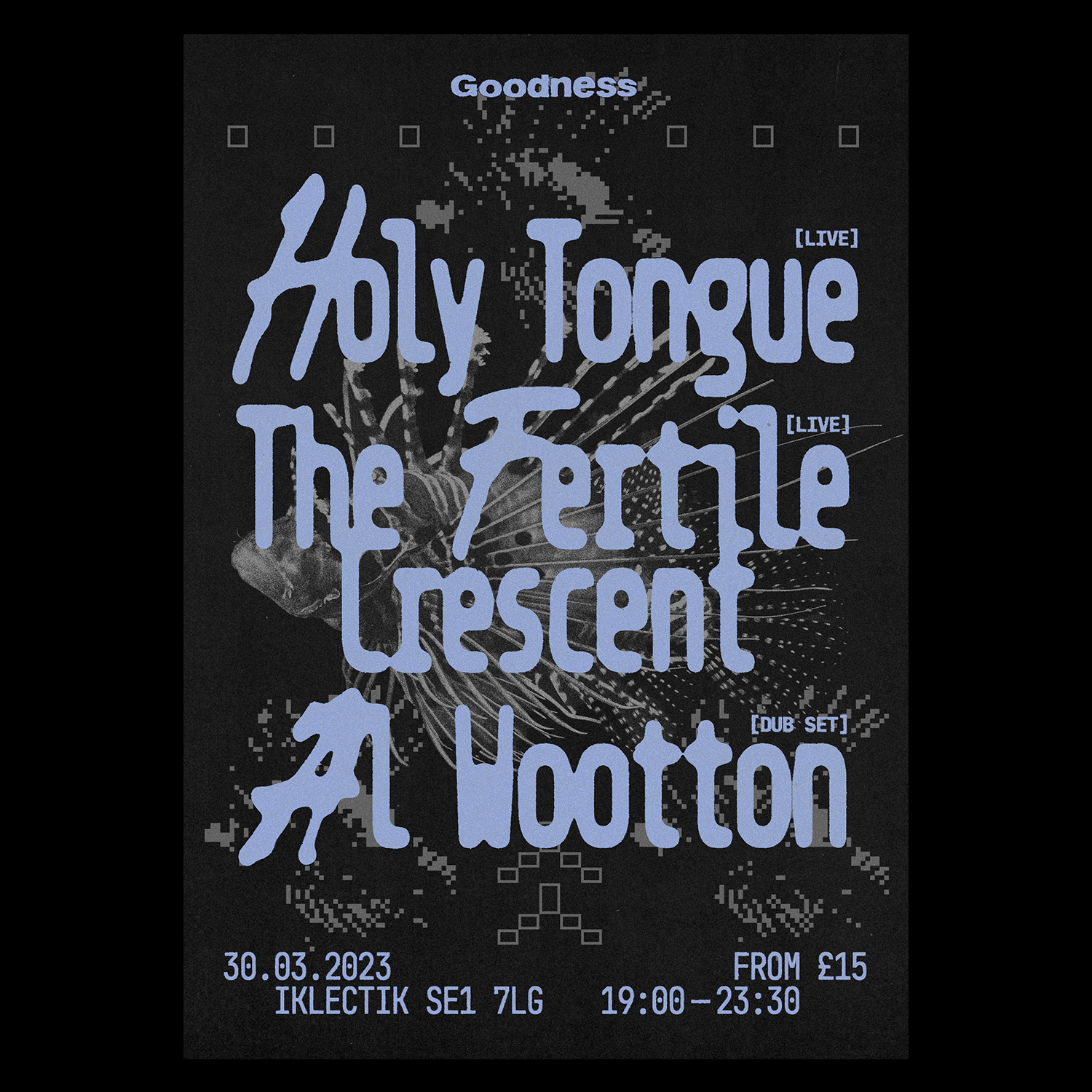 Goodness: Holy Tongue, The Fertile Crescent, Al Wootton [dub set] - フライヤー表