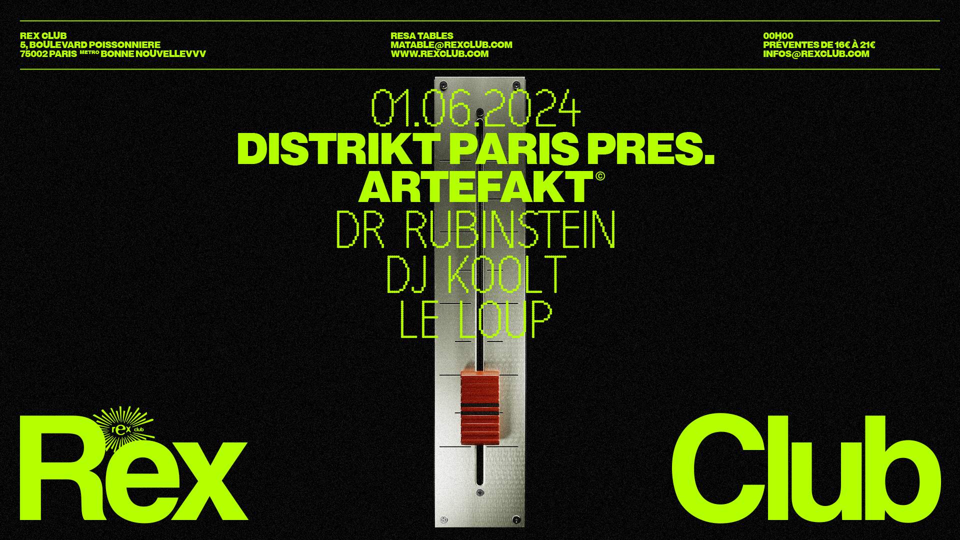 Distrikt Paris presents Artefakt: Dr Rubinstein, DJ Koolt, Le Loup - フライヤー表