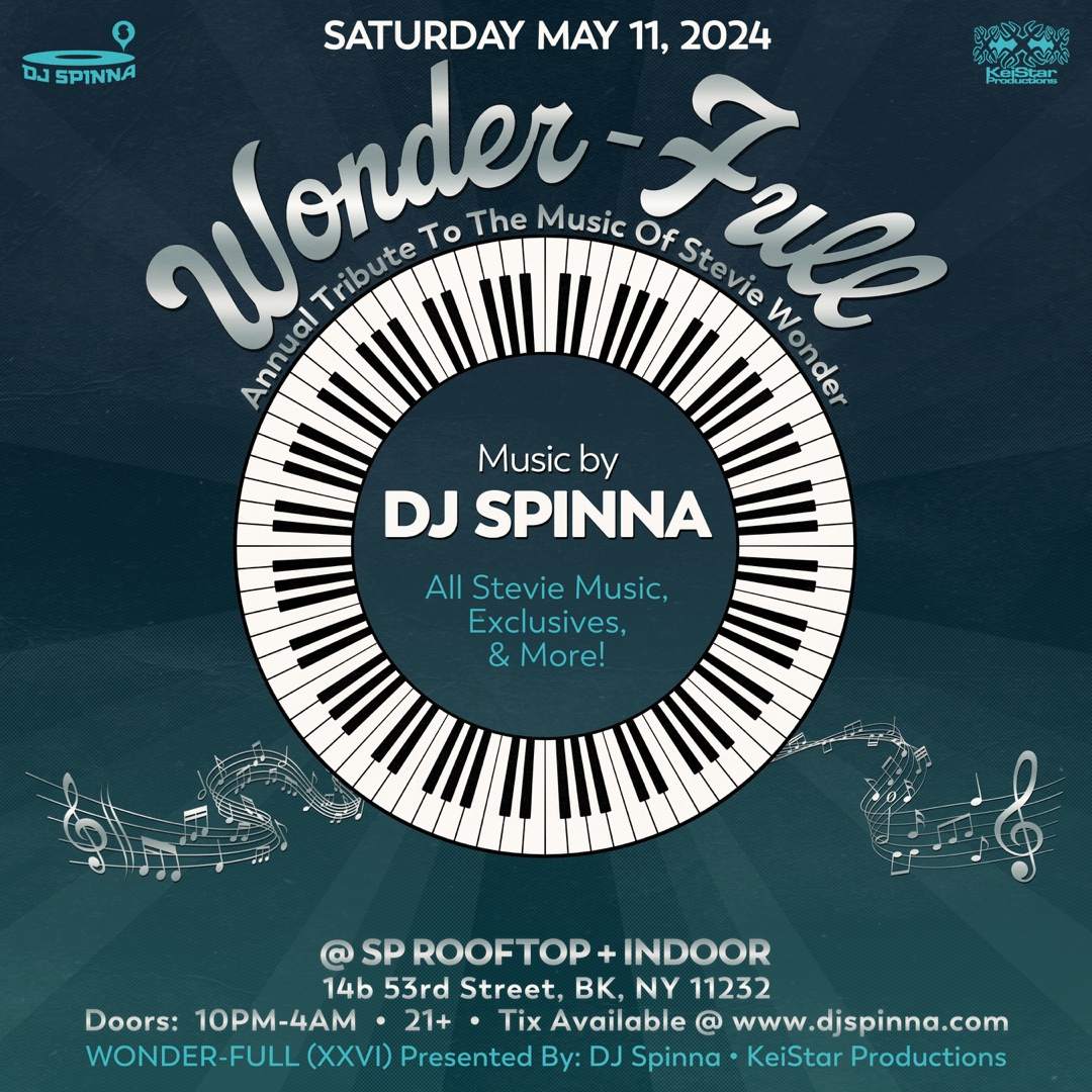 WONDER-FULL with DJ SPINNA - Stevie Wonder Music Tribute Event - フライヤー表