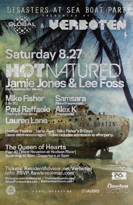 Verboten & Global Frequencies Pres Hot Natured: Jamie Jones & Lee Foss - Disasters At Sea Boat Party - フライヤー裏