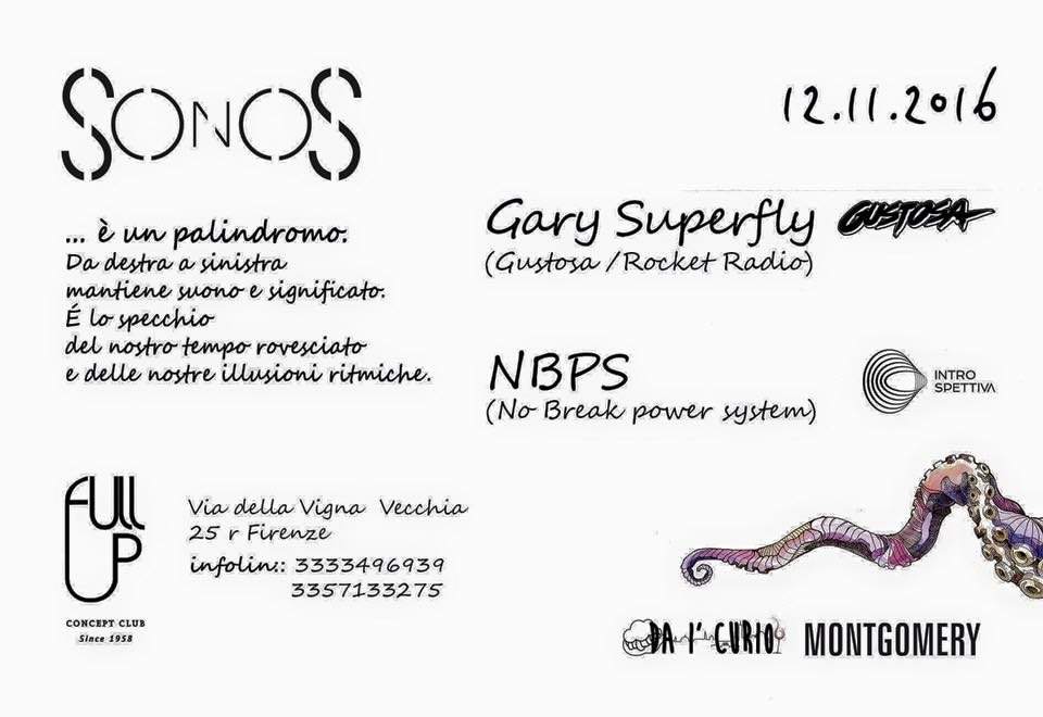 Sonos #01 Gary Superfly (Gustosa) + Intro-Spettiva Soundsystem - フライヤー裏