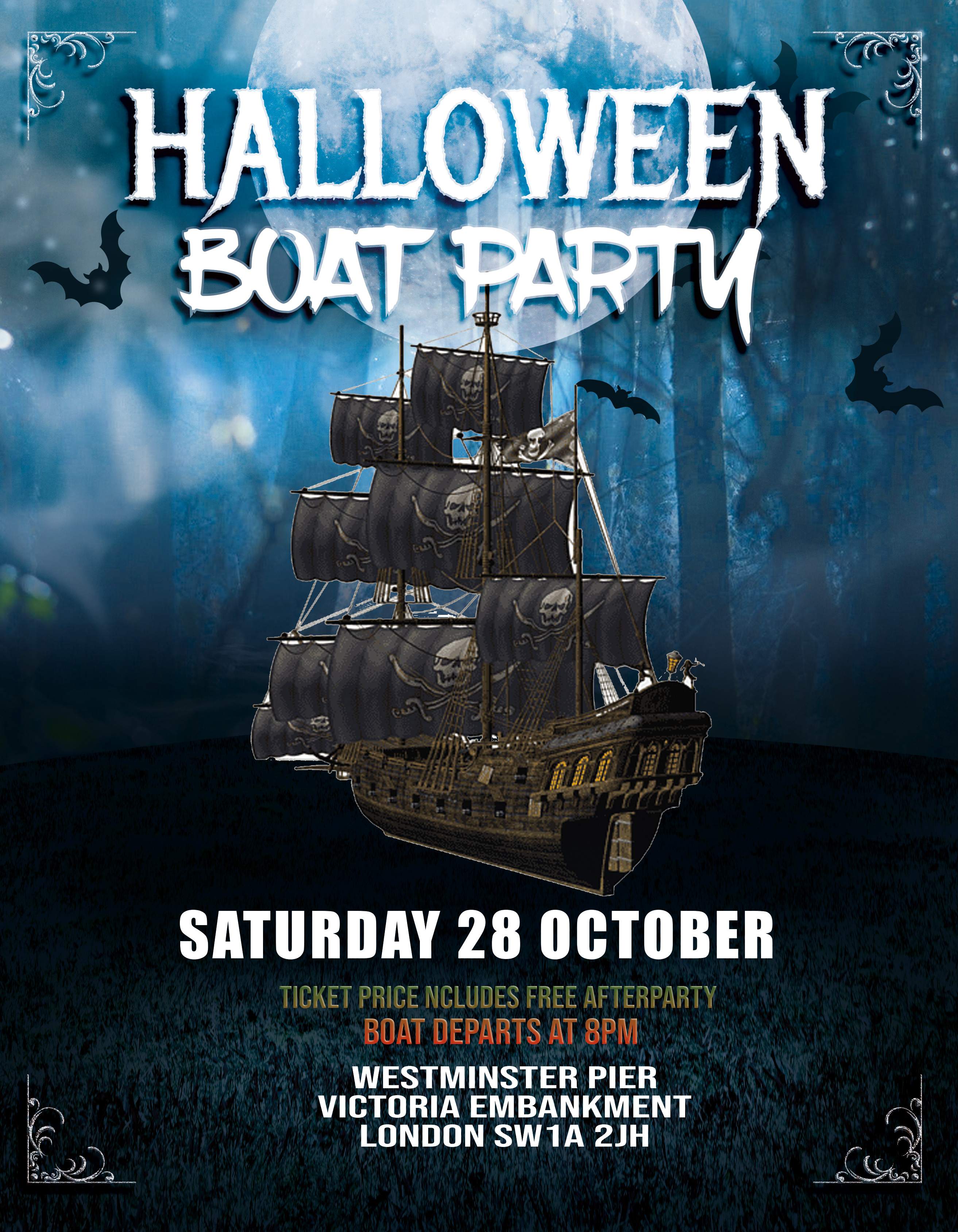 SOLD OUT - Glamorous LDN Halloween Boat Party - フライヤー表