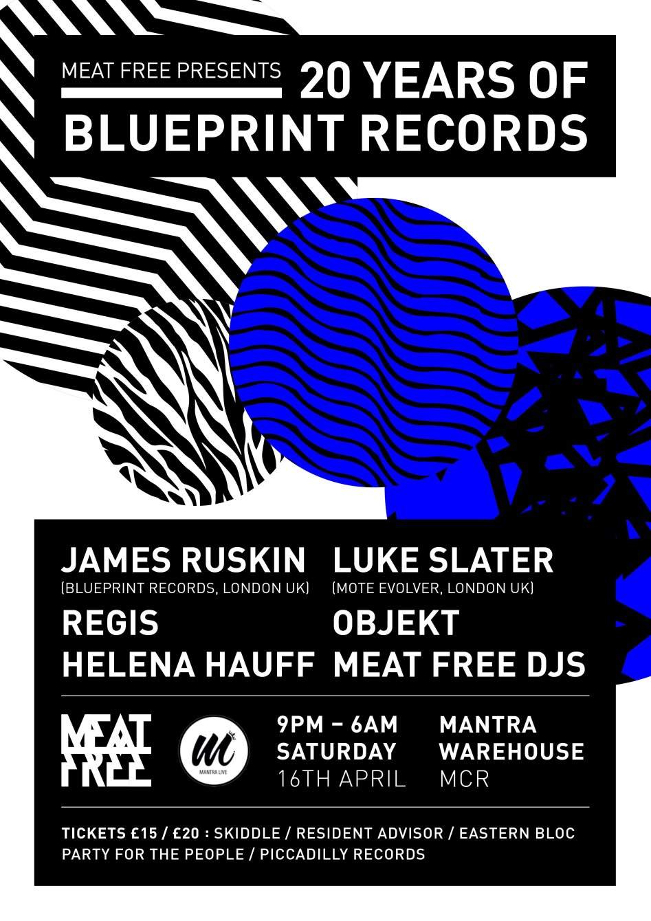20 Years of Blueprint Records with James Ruskin, Luke Slater, Regis, Helena Hauff & Objekt - フライヤー表
