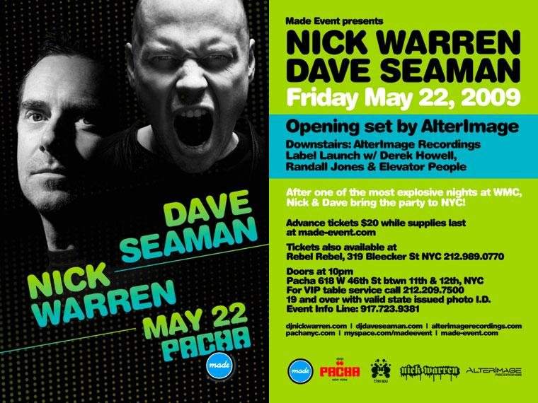 Dave Seaman, Nick Warren & Alterimage Recordings Launch Party - Página frontal