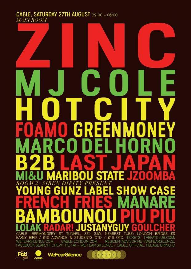 We Fear Silence present Chew The Fat! with Zinc, Mj Cole and Hot City - Página trasera