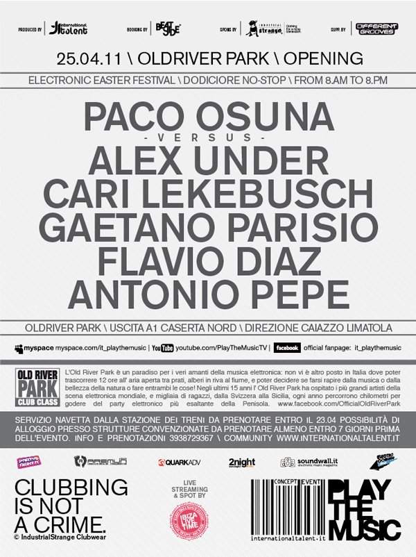 Play The Music - 12h Festival - Oldriver Park Opening - フライヤー裏