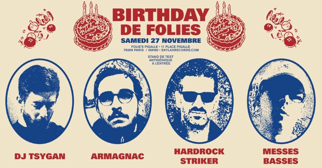 Birthday de Folies with Armagnac, DJ Tsygan, Messes Basses, Hulio & Hardrock Striker - Página frontal