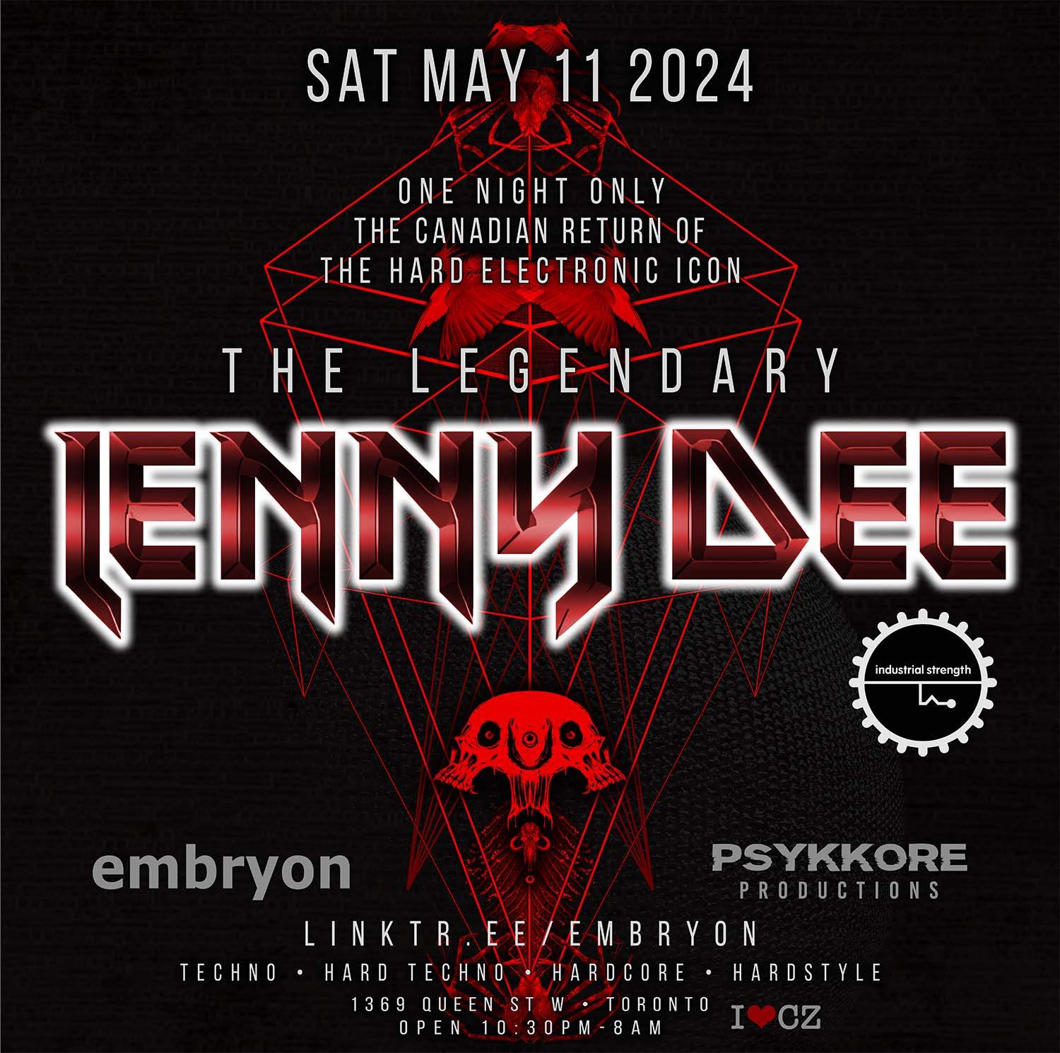 Lenny Dee (NYC) - Embryon + Psykkore - The Legend Returns - フライヤー裏