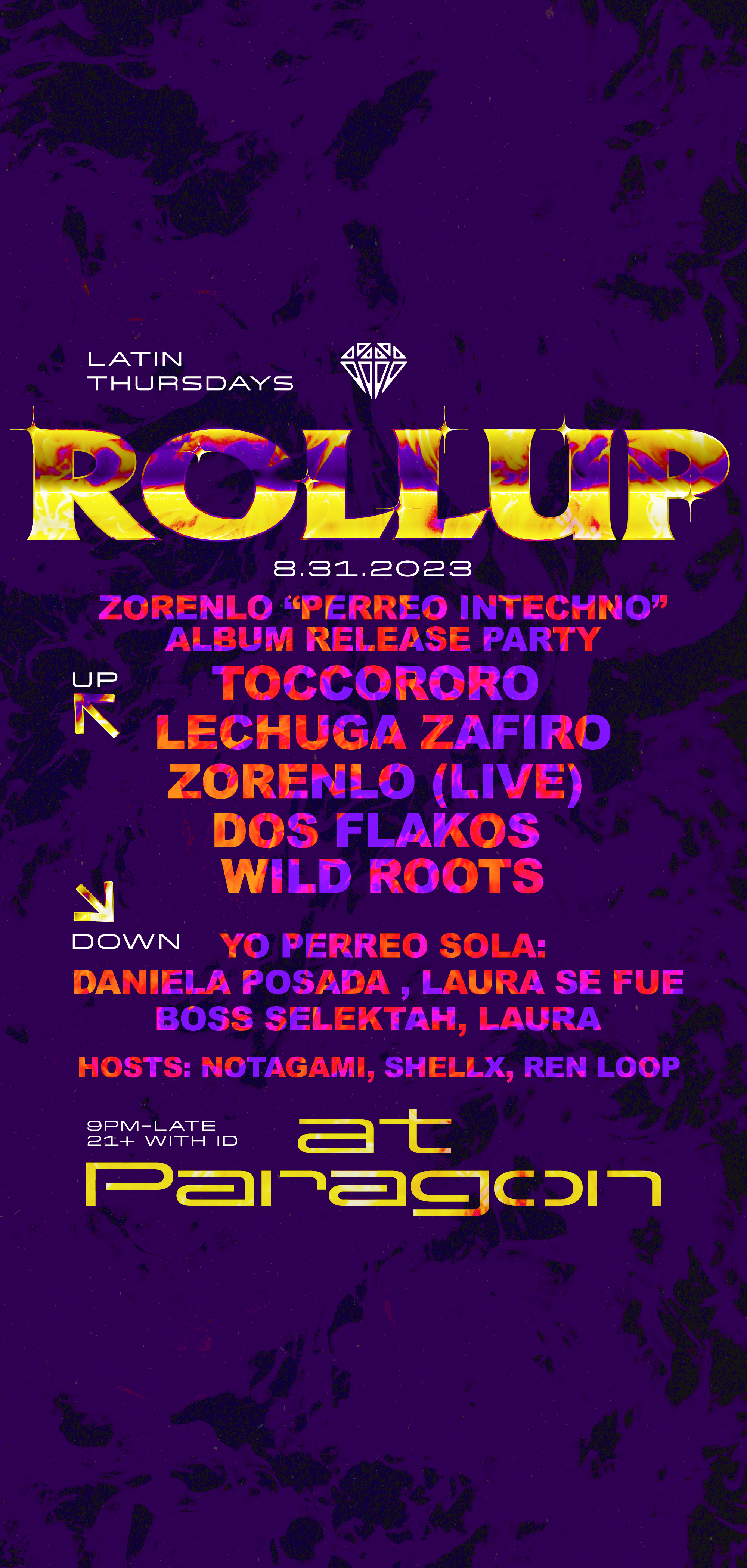 ROLLUP: Toccororo, Lechuga Zafiro, zorenLo (live), DOS FLAKOS, YPS DJs - Página frontal