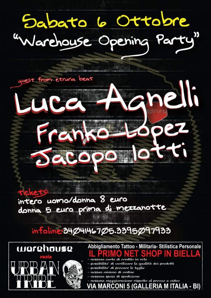Warehouse Opening Party with Luca Agnelli - フライヤー裏