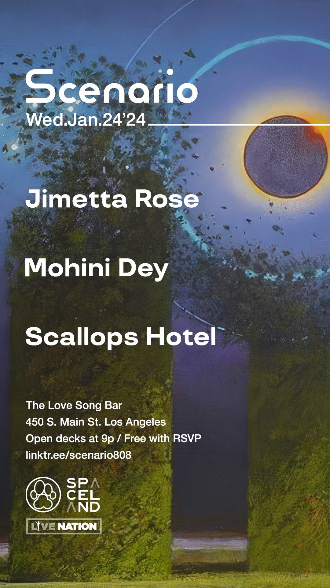 Scenario: Jimetta Rose, Mohini Dey, Scallops Hotel - フライヤー表