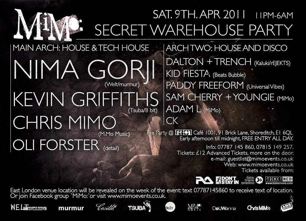 Mimo: Secret Warehouse Party with Nima Gorji and Kevin Griffiths - Página trasera