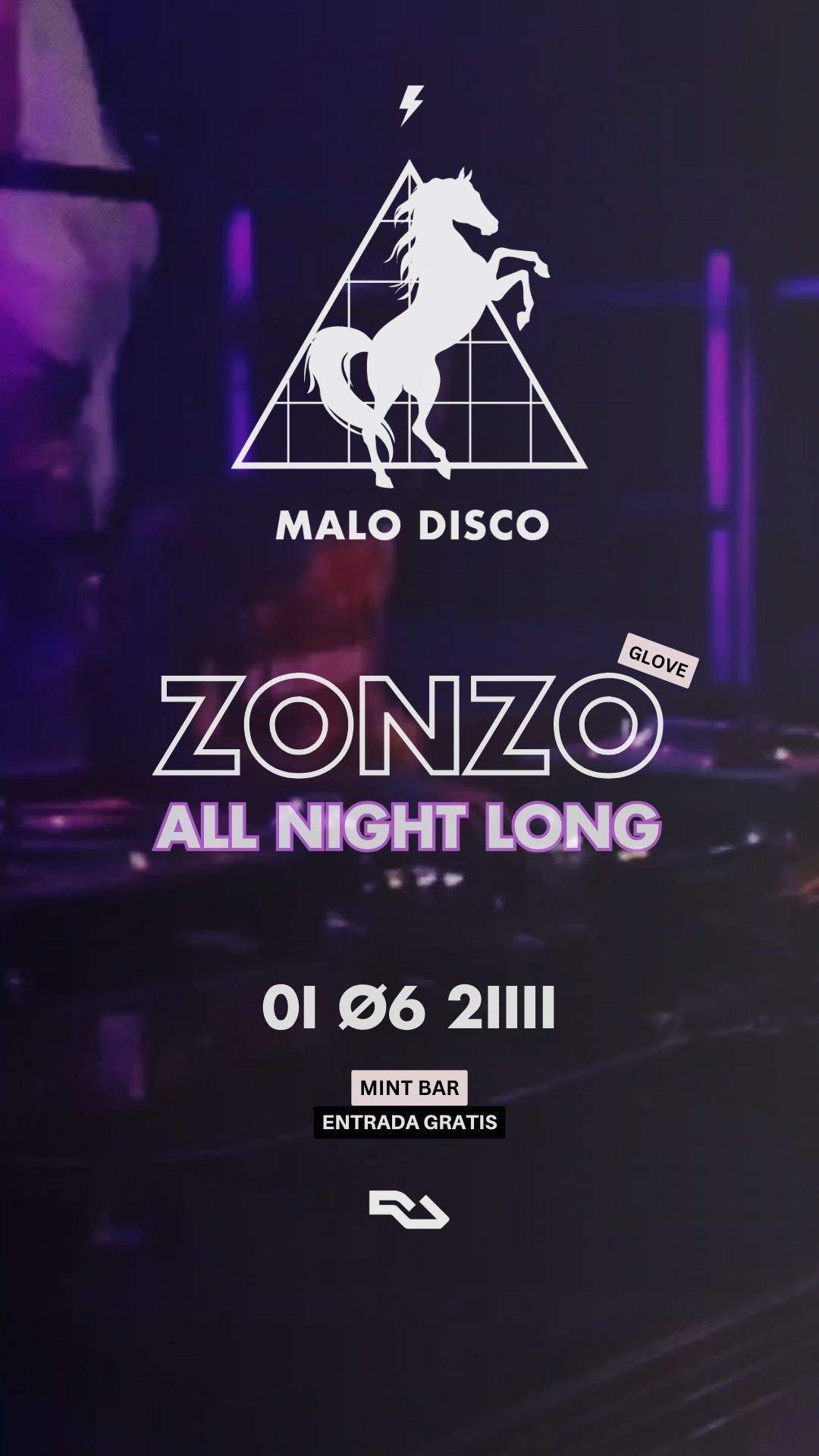 Malo Disco Club - Zonzo (Glove) All Night Long - フライヤー表